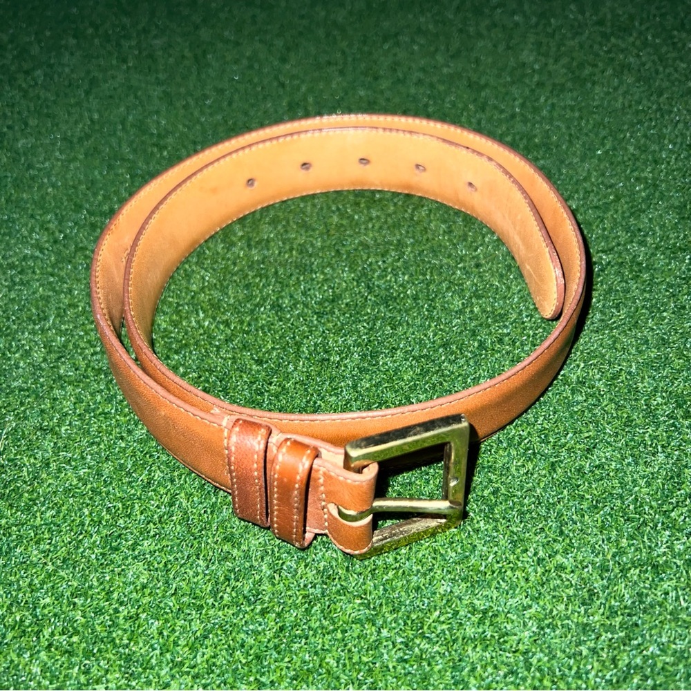 Coach vintage glove tanned cowhide leather belt in British tan & brass hardware